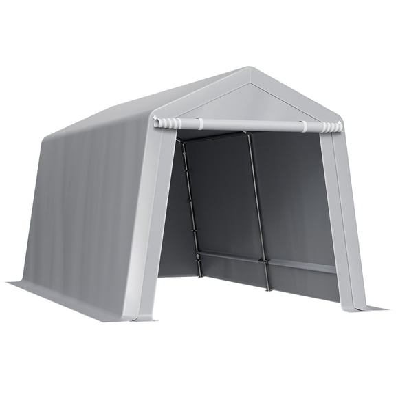 Outdoor Storage Shed 8x14 ft Waterproof Portable Shelter with Roll Up Door Vents Heavy Duty Frame for Motorcycle Lawn Mower Bike Patio Garage Grey