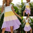 thumbnail image 3 of Bigersell Tank Dress Women Fashion Women Summer Sleeveless Square Collar Patchwork Casual Ball Gown Dress Plus Wrap Dress Style 25491, Female Extra long Dresses Purple XS, 3 of 9