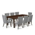thumbnail image 7 of Rectangle Dining Set with 8 Upholstered Chairs - Kitchen Table Set, Mahogany Finish, 7 of 7