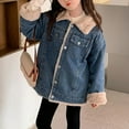 thumbnail image 2 of Boys Girls Sherpa Lined Denim Coat Jean Jacket Comfortable Soft Winter Thick Warm Tops Oversized Parka Outerwear (Blue,15-16 Years), 2 of 7