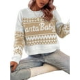 thumbnail image 3 of Chandail à Manches Longues pour Femmes, Col Rond, Tricoté, Coupe Ample, Décontracté, Vacances de Noël, Kaki, G, 3 of 9