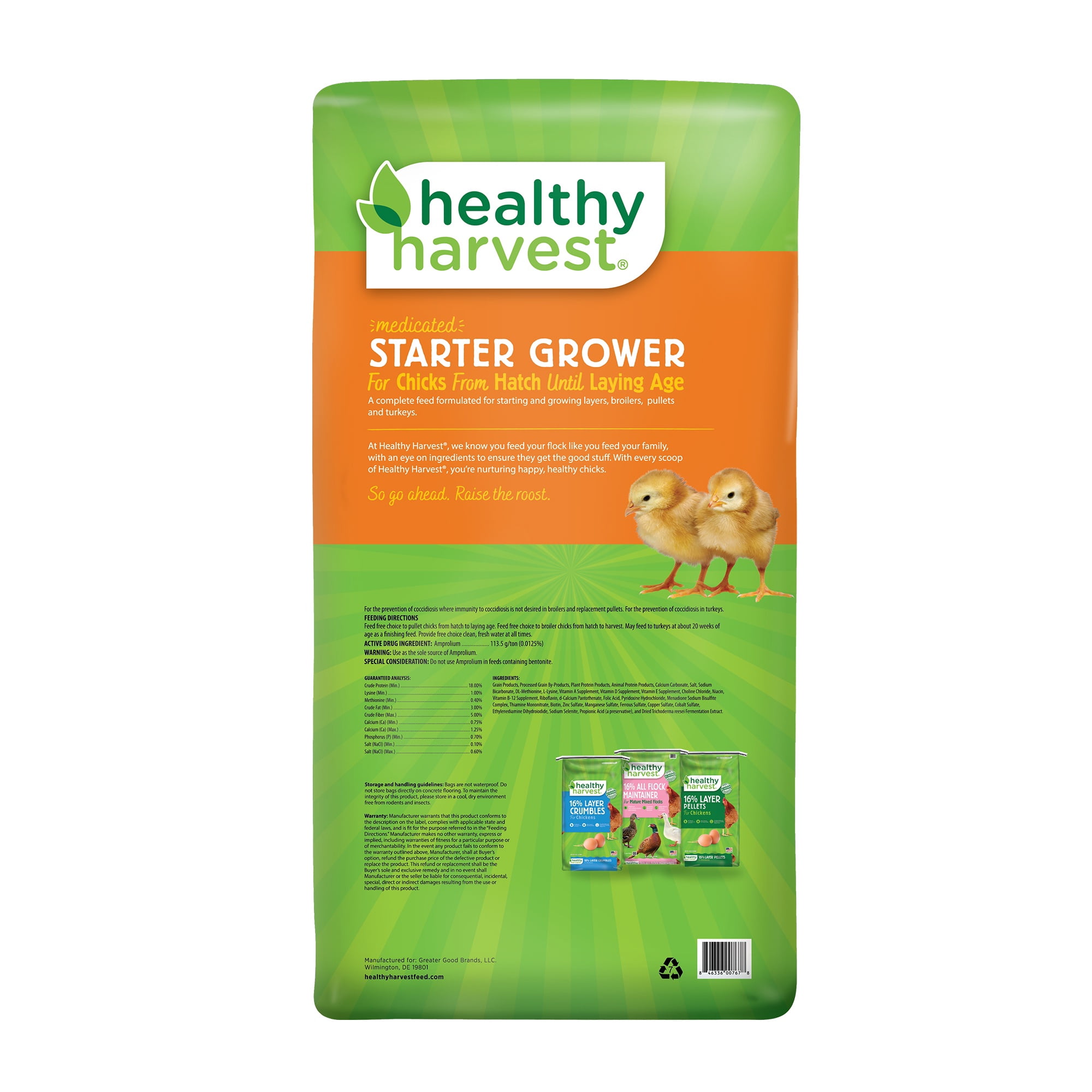 Healthy Harvest 18% Medicated Starter Grower for Chicks, 40 lb bag