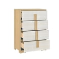 thumbnail image 3 of Miekor Furniture Contemporary Natural and White Finish 4-Drawer Storage Chest Wooden Bedroom Furniture 1pc 04336, 3 of 7