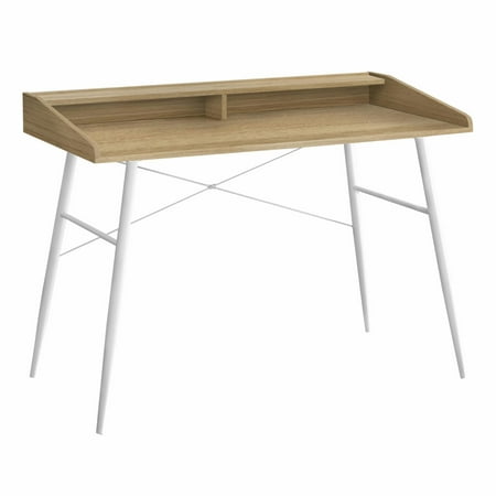 UPC: 0680796054274 | Computer Desk – Small Hutch / 2 Storage Cubbies / 1 Shelf – 48 L – Natural Wood-Look / White