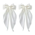 thumbnail image 2 of Blekii Large White Satin Bow Hair Clips - 2pcs, Big Bow with Long Ribbon, French Barrette for Girls & Women, Scarf Hair Slides, 2 of 5