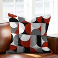 thumbnail image 2 of Vintage Mid-Century Throw Pillow Cover Modern Abstract Geometric Red Gray Cotton Linen Cushion Cover Throw Pillow Case with Invisible Zipper for Couch Sofa Bed Chair Car 26x26 Inch, 2 of 14