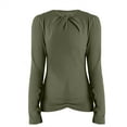 thumbnail image 4 of Breezora Women Long Sleeve Thermal Top Mock Neck Twist Detail Fitted Soft Stretch Tee M Size Green, 4 of 5