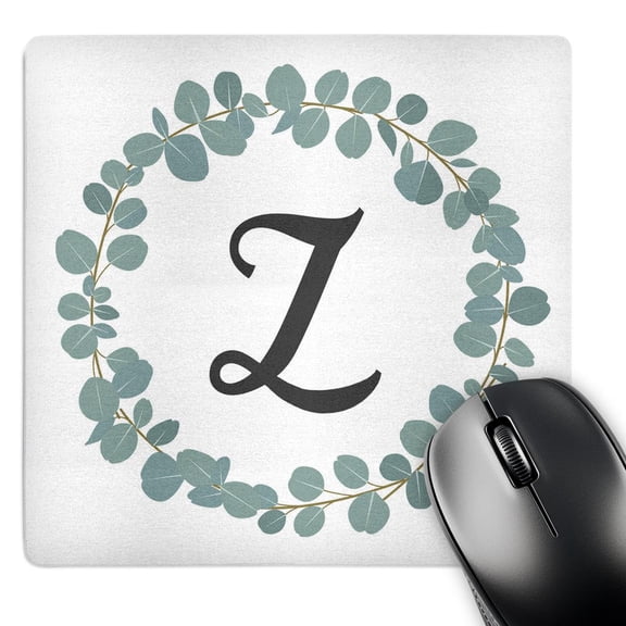 3dRose, Letter Z Monogram Eucalyptus Leaves Wreath Elegant Greenery, MousePad