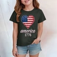 thumbnail image 4 of TOWED22 American Flag Holiday Tops for Girls 4th of July Patriotic Shirts Tee T-Shirts Soft Cotton Comfort(Grey,9-10 Y), 4 of 5