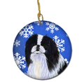 thumbnail image 1 of Japanese Chin Winter Snowflakes Holiday Christmas Ceramic Ornament, 1 of 1