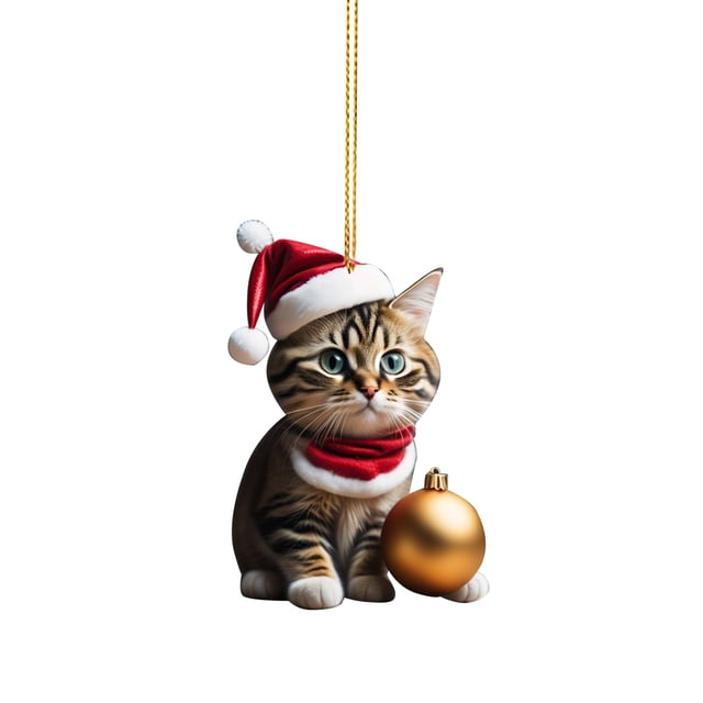 TIELUTT 2D Acrylic Cartoon Funny Christmas Cat Christmas Tree Pendant Acrylic Christmas Cartoon Cute Christmas Cards Blank Banner Holder Table Yard Signs Customized Letters Flower Pot Stake Cards
