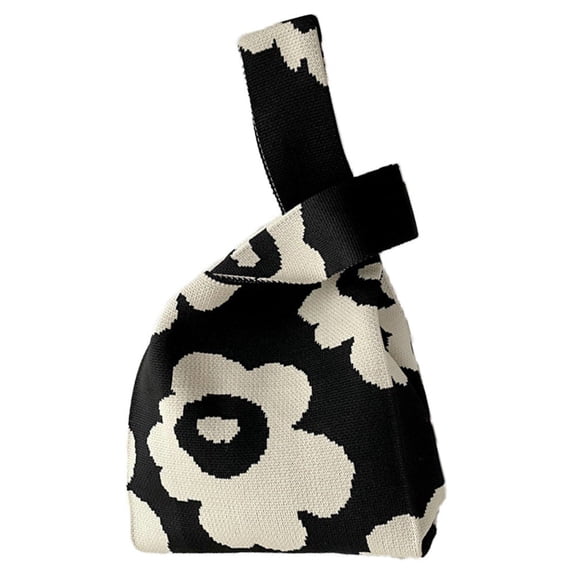 vlrwzc Women Tote Bag Flower Knitted Handbag Fashion Casual Shoulder Bag Reusable Shopping Bag Aesthetic Crochet Bag for Daily Use