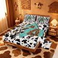 thumbnail image 2 of meiyoeat Cow Print Monogram A Bed Sheets For Boys,Western Leopard Initial Full Size Sheets,4pcs,1 Flat Sheet,1 Fitted Sheet and 2 Pillowcases, 2 of 6