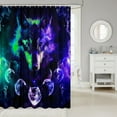 thumbnail image 2 of Galaxy Wolf Shower Curtain Set,Green Purple Moon Starry Sky Bathroom Accessories,Wild Safari Animals Fabric Shower Curtain Trippy Home Decor Boho Bathroom Curtain, 2 of 5