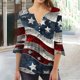 thumbnail image 1 of Fiudx Ofertas Del Día Camiseta Estampada a La Moda para Mujer, Blusa con Mangas 3/4, Camisetas Informales con Cuello En V, 1 of 5
