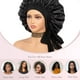 thumbnail image 5 of Gorro de satén grande para mujer, gorro de seda para dormir por la noche, gorro de satén largo elástico con banda para atar en la cabeza., 5 of 7