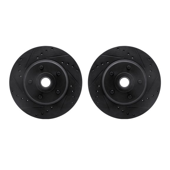 Dynamic Friction Company Front Brake Rotors-Drilled and Slotted-Black 8002-39013