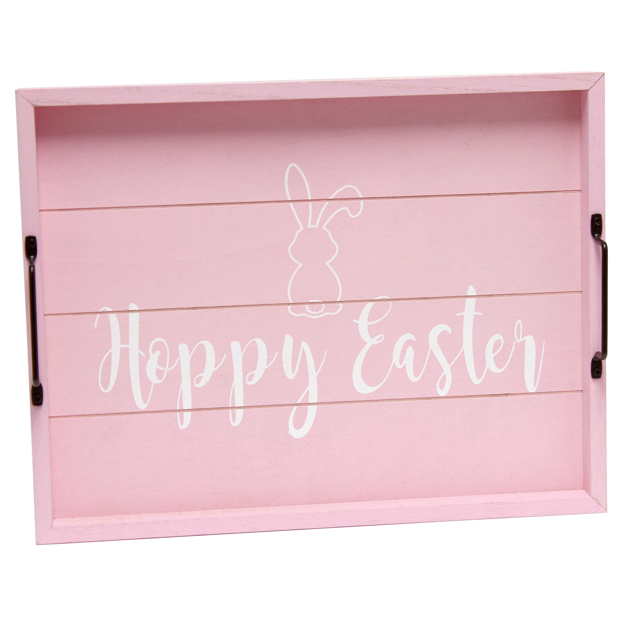 Elegant Designs Decorative Wood Serving Tray w/ Handles, 15.50" x 12", "Hoppy Easter"