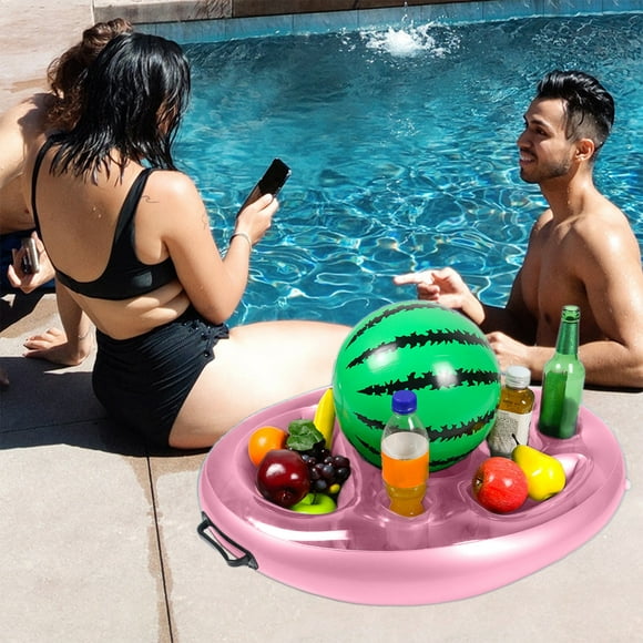 Bandeja hinchable de piscina flotante de PVC | Portabebidas y plato para aperitivos para fiestas al aire libre en piscina, spa, playa | 8 compartimentos | PVC resistente y resistente a fugas