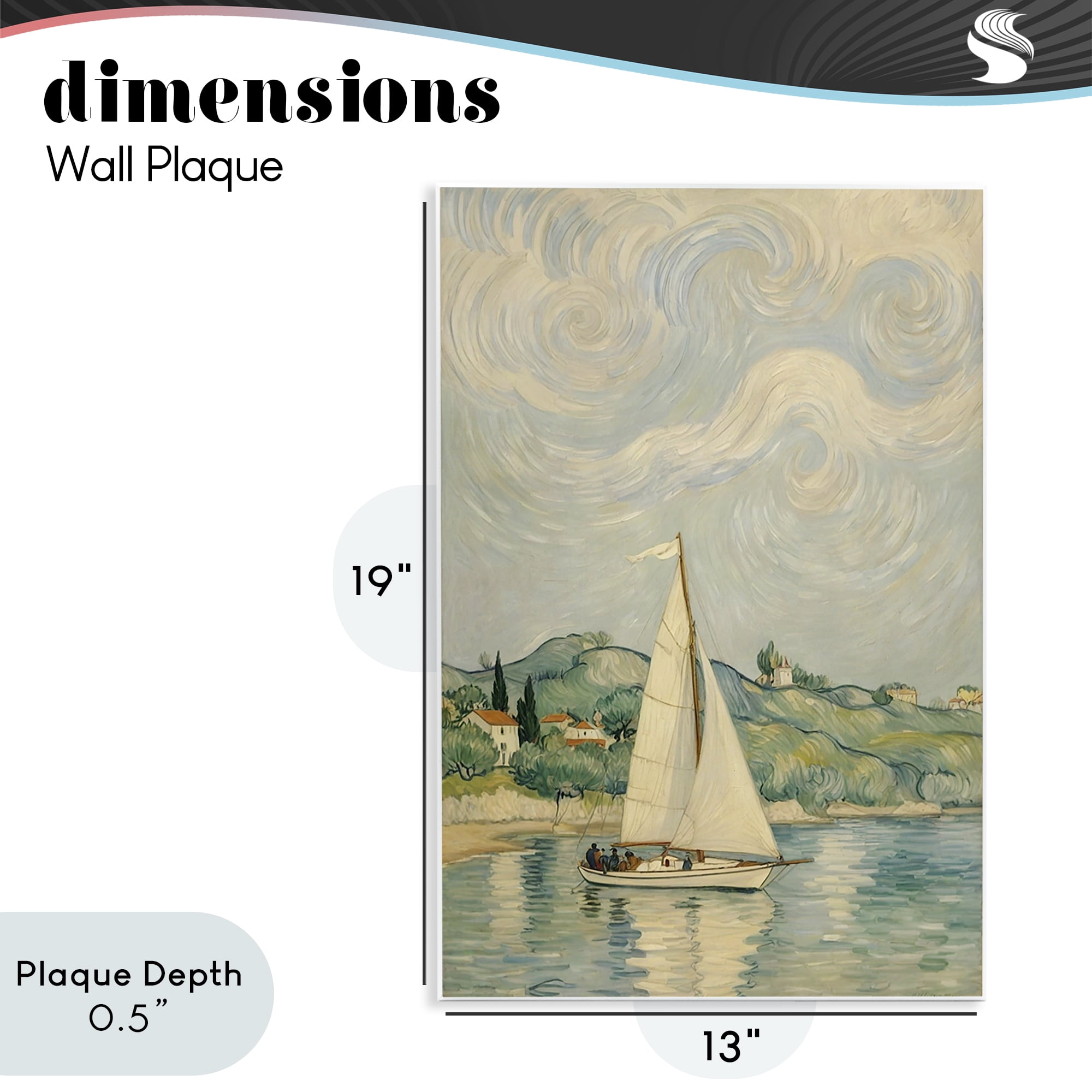 Stupell Industries Sailboat Beneath Swirling Clouds Wall Plaque Art, design by Angie Hawke