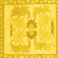 thumbnail image 1 of Ahgly Company Machine Washable Indoor Square Abstract Yellow Modern Area Rugs, 7' Square, 1 of 4