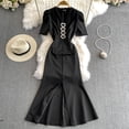 thumbnail image 4 of Vestido con diamantes de cola de pez para mujer, vestido de noche adelgazante con cuello en V, estilo Palacio, vestido romántico francés 2024, 4 of 5