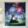 thumbnail image 3 of Happy New Year French Bulldog Family Cheer Winter Midnight Firework Shower Curtain Dog Lover Gifts Waterproof Bathroom Bathtub Curtain - 02025, 3 of 5