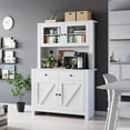 thumbnail image 6 of Garvee Kitchen Pantry Cabinet with Microwave Stand, Freestanding Hutch with Buffet Storage, Tall Adjustable Shelves, White, 6 of 7