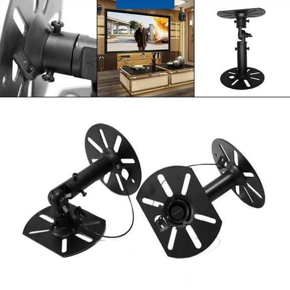 Black Speaker Wall Ceiling Mount Stand Bracket Set Swivel Rotation, , to 22kg