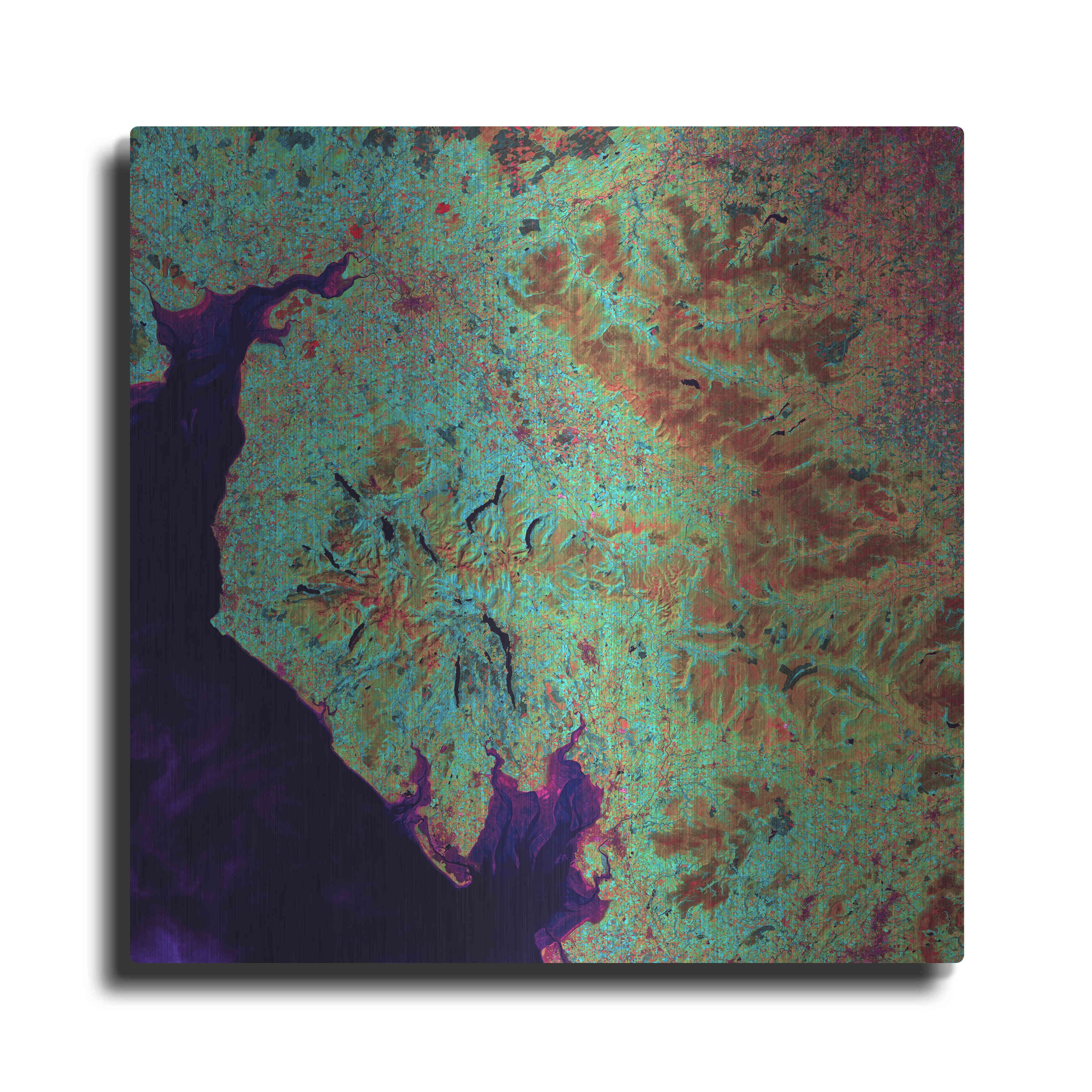 Luxe Metal Art 'Earth as Art Lake District,' Metal Wall Art, 24"x24"