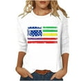 thumbnail image 2 of Fewfanhot Women's Tops 4Th of July Shirts for Women 3/4 Sleeve Plus Size T Shirt Round Neck Soft Cotton Tops, 2 of 5