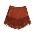 thumbnail image 4 of Unir Women Irregular Cut Long Fringe Faux Suede A Line Mini Skirt High Waist Metal Rivet Western Cowboy Casual Bottom 1PC S-XXL Plus Size Friendly, 4 of 5