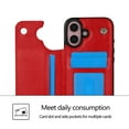 thumbnail image 4 of Wallet Case for iPhone 16 Plus with Card Holder, Back Folio Flip Premium PU Leather Kickstand Card Slots Case, Double Strong Magnetic Clasp Durable Shockproof Phone Case for iPhone 16 Plus,Red, 4 of 11