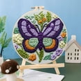 thumbnail image 2 of Punch Needle Kits Butterfly and Flowers DIY Embroidery Starter Set with Hoop Easy for Beginners Stress Relief Handmade Craft Hobby and Home Decor 20x20cm-1, 2 of 8