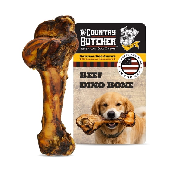 The Country Butcher Meaty Beef Giant Dog Bone, Made in USA, Natural Chew for Large Breeds and Aggressive Chewers, 1 Count