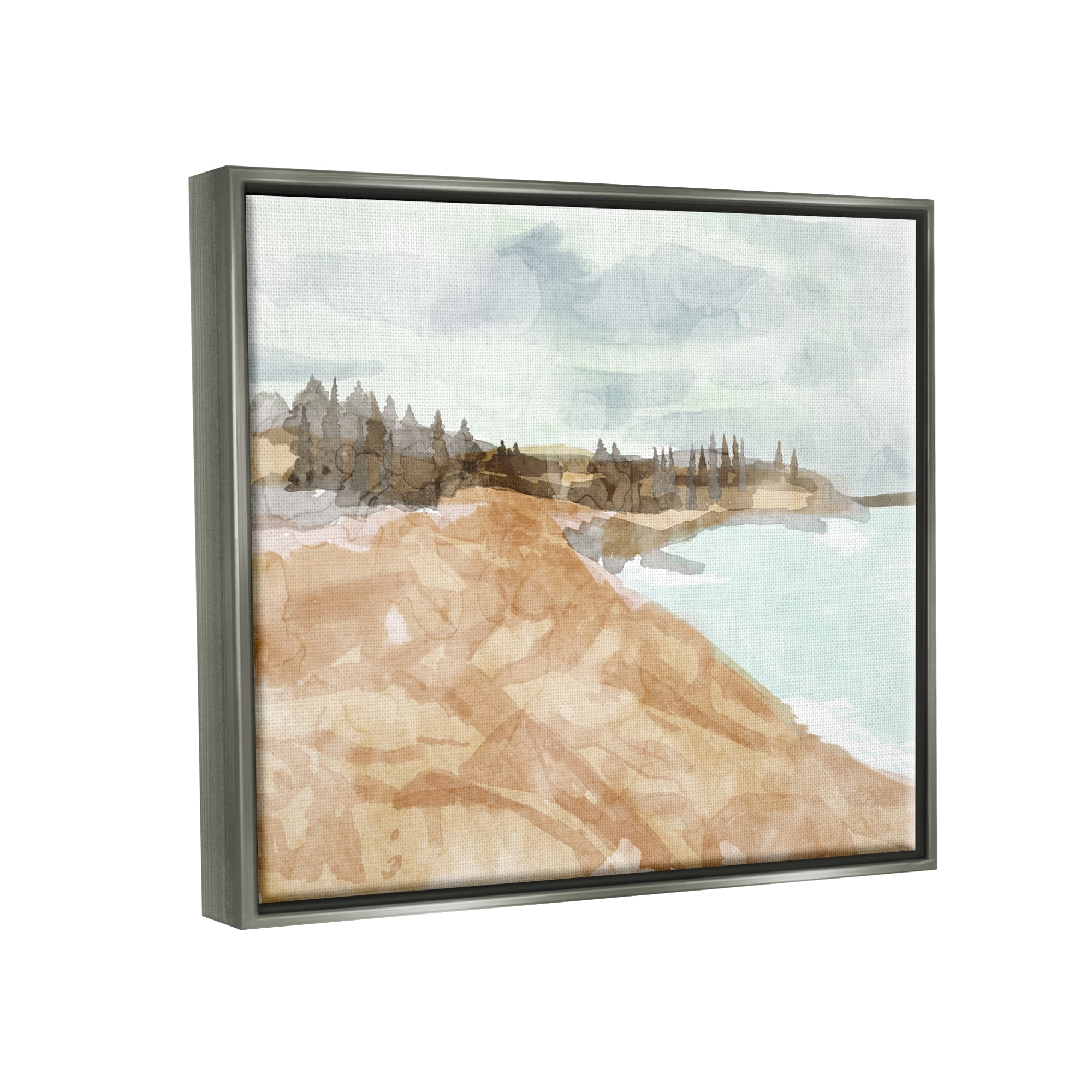 Stupell Abstract Sandy Beach Coastal Landscape Landscape Painting Gray Floater Framed Art Print Wall Art