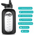thumbnail image 3 of 64 oz Glass Water Bottle With Straw and Handle, Half Gallon Sports Motivational Water Jug Flask with Silicone Sleeve, Large Water Cup with Time Marker for Travel, Gym, Blush, 3 of 6