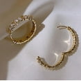 thumbnail image 4 of TAAPSEE JEWELS Huggie Hoop Earrings In Round Cut Cubic Zirconia 14K Yellow Gold Finish Silver, 4 of 5