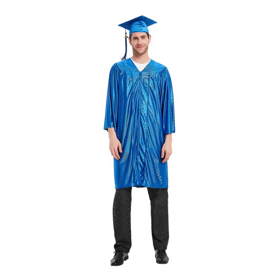 TOPTIE Economic Unisex Graduation Set Gown Cap Tassel 2021 Size 39"-63" Blue