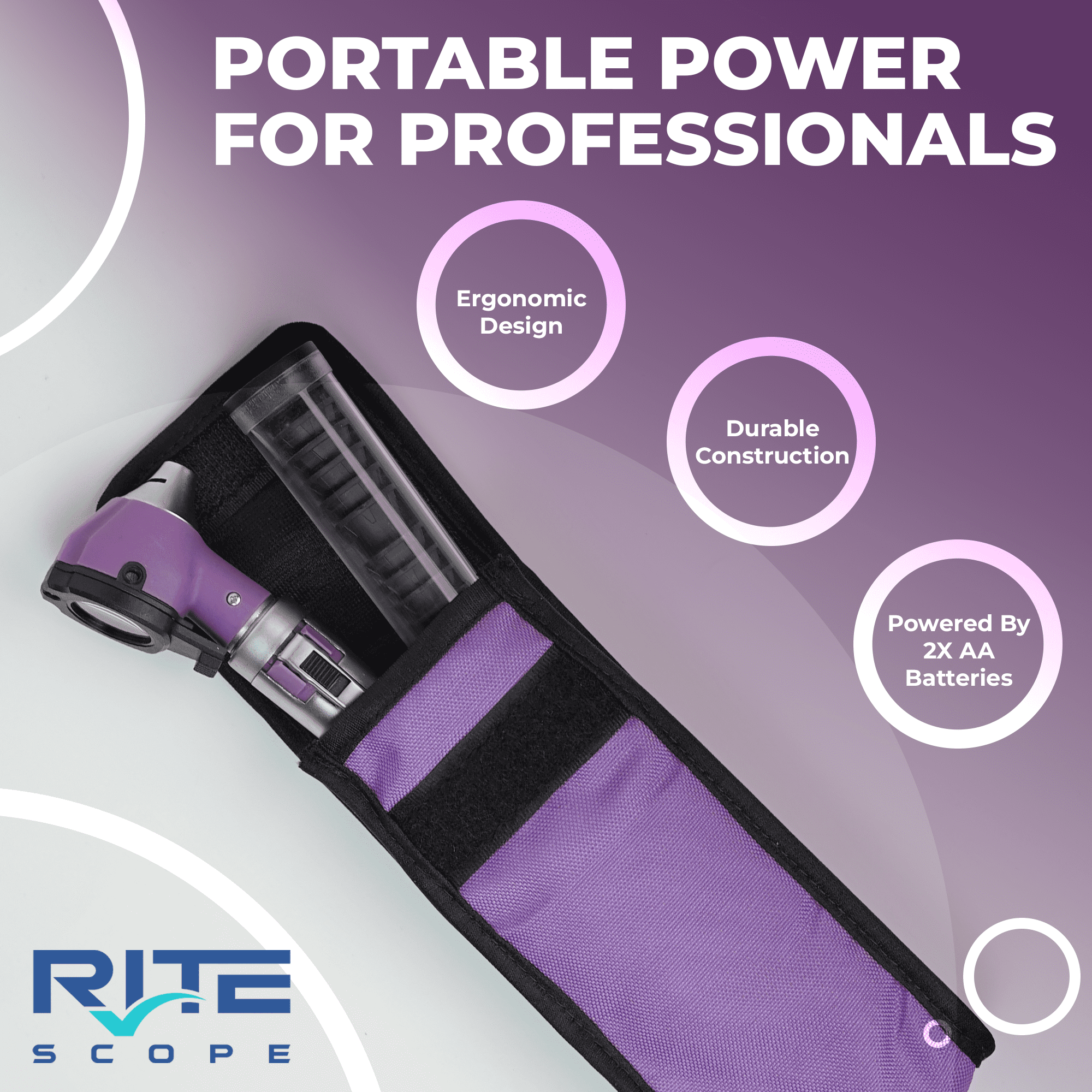 RiteScope Otoscope with Light - Compact Size - Purple