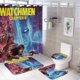 thumbnail image 1 of Hombre de vigilancia-theme 4-Piece Shower Curtain Set with Rugs, Waterproof Bathroom Decor Set Includes Bath Mat, U-Shaped Rug, Toilet Lid Cover and Curtain with Hooks, 1 of 6