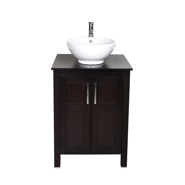 Modern Furniture 24 Inches Single Sink Bathroom Vanity With Ceramic Porcelain Sink Top Chrome Faucet Pop Up Drain Set Walmart Com Walmart Com