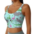 thumbnail image 2 of Balery Hippo With Flamingos And Crocodiles Sujetadores deportivos con espalda cruzada para mujer, acolchados, sin costuras, de alto impacto, ideales para yoga, gimnasio, entrenamiento y fitness.-Large, 2 of 8