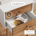 Nathan James Harper 2Drawer MidCentury Side Table, White/Brown