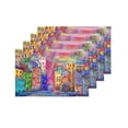 thumbnail image 4 of MKHERT Red Stormy Evening in Town Near The Sea Cityscape Painting Placemats Table Mats for Dining Room Kitchen Table Decoration 12x18 inch,Set of 4, 4 of 4