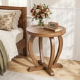 thumbnail image 4 of Finmind Rustic Wood Round End Table Set of 2, Vintage Small Accent Sofa Side Table, 4 of 10
