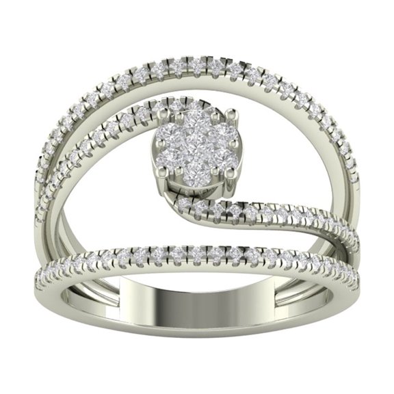 Araiya Sterling Silver Diamond Bypass Band Ring for Women (1/2 cttw, I-J Color, I2-I3 Clarity), Size 7