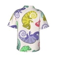 thumbnail image 3 of Bixox Men's Hawaiian Shirts Men's Colorful Pattern With Cute Chameleons Print Short-Sleeve Shirt-Small, 3 of 8