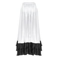 thumbnail image 4 of Hansber Womens Flamenco Dance Skirt Ruffled Trim Irregular Hem Big Swing Skirt for Spanish Dance Tango Salsa White L, 4 of 5