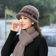 thumbnail image 3 of 2Pcs/Set Women's Girls Winter Warm Cozy Fashion Knitted Hat Beanie Scarf Set, 3 of 8